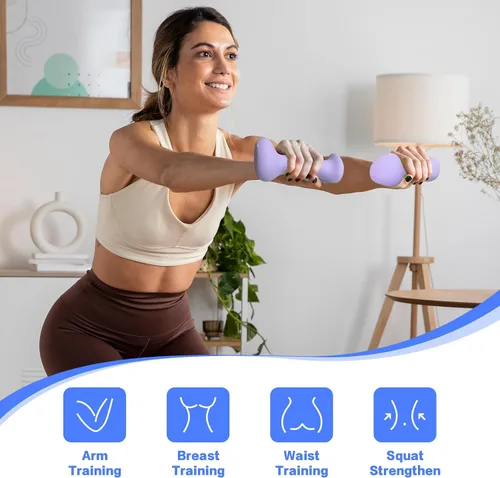 Vista 5 de HXD-ERGO Juego de mancuernas ergonómicas para mujeres, pesas de mano para mujeres, para pilates, yoga, correr, entrenamiento de fuerza