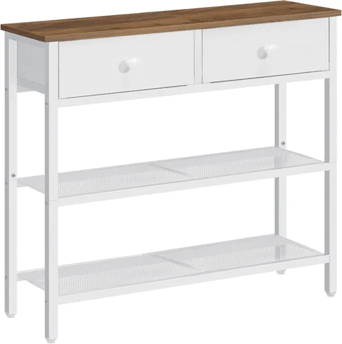 Vista 13 de HOOBRO Mesa consola estrecha de 29.5 pulgadas con 2 cajones de tela, mesa Negro