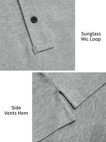 Vista 5 de marami Polo de golf para hombre, camisas tácticas de manga larga, de secado rápido, camiseta con cuello de senderismo