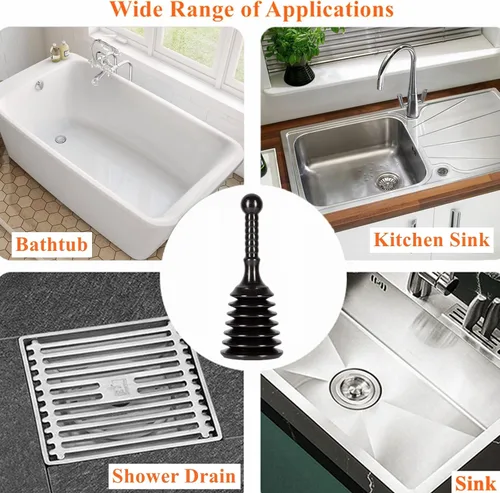 Vista 4 de Émbolo para fregadero y drenaje, mini émbolo para desatascar fregaderos de cocina, desagües de baño, duchas, bañeras, diseño pequeño y fuerte
