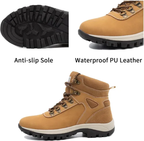 Vista 2 de Botas impermeables para el trabajo de senderismo para mujer, botas tácticas de senderismo para la nieve de invierno, botas de senderismo