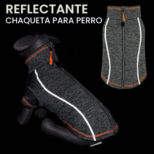 Vista 5 de cyeollo Suéter para perro, chaqueta de vellón, ropa para perro, chaqueta reflectante con cremallera y doble anillo D, abrigo de invierno cálido