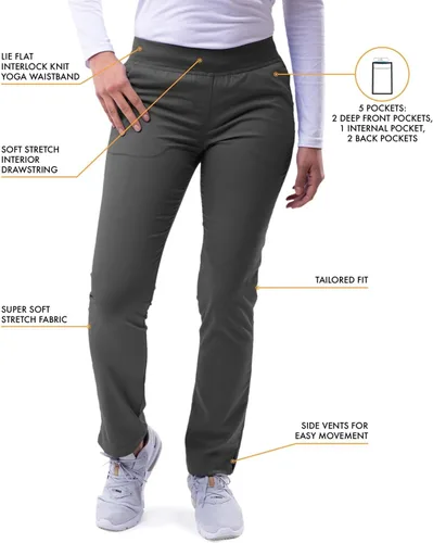 Vista 3 de Adar Pro Scrubs para mujeres - Pantalones de uniforme médico tipo yoga de pierna ajustada Peltre