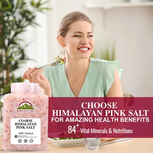 Vista 4 de Himalayan Chef Sal rosa del Himalaya, sal rosa fina y gruesa, sal 100% natural y orgánica, enriquecida con 84 minerales Sin OMG, vegano, Kosher