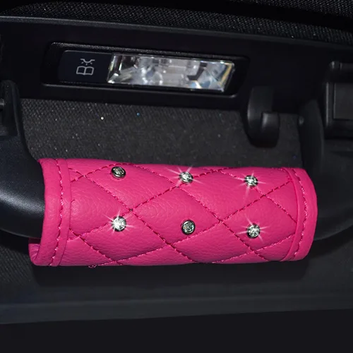 Vista 5 de Paquete de 2 fundas brillantes para manija de puerta de seguridad para automóviles, con cristales brillantes, almohadillas protectoras para manija