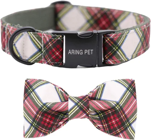 Vista 32 de ARING PET Collar de perro con corbatín, collares de terciopelo para perros con corbatín extraíble, collar de lazo ajustable para perros hembras