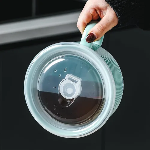 Vista 3 de Tazón de sopa de gran tamaño con asa, apto para microondas de 38 Verde menta