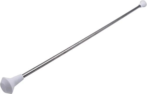 Vista 2 de Baton de Marcha Giratorio MVG de 28 pulg, de acero inoxidable con extremos de goma mini, eje de 3/8 con cinta para bailar. Baton para adultos.