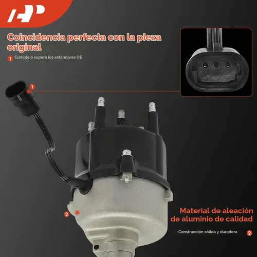 Vista 7 de Distribuidor de encendido A-Premium con tapa y rotor compatible con vehículos Jeep - 2.5L 4 cilindros - Cherokee 1991-1993, Comanche 1991-1992