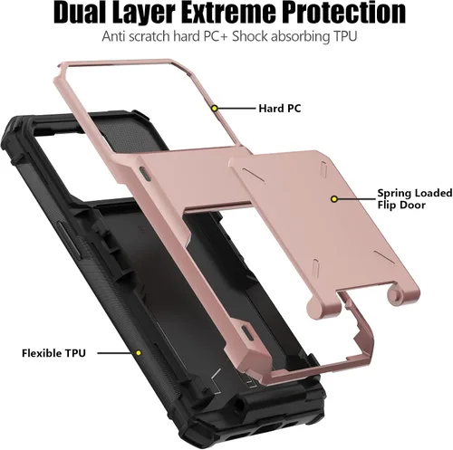 Vista 176 de Nvollnoe - Funda para iPhone 14 con tarjetero [tienda de 5 tarjetas] Negro - Almacenamiento más grande