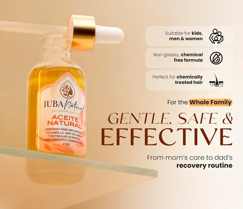 Vista 6 de IUBA NATURAL HAIR GROWTH AND CARE Aceite orgánico para el cuero cabelludo y el cabello - Aceite natural para el crecimiento y reparación del cabello