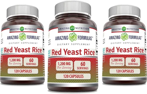 Vista 6 de Amazing Formulas - Suplemento en cápsulas de arroz de levadura roja, 1200 mg por porción, sin OMG, sin gluten, fabricado en Estados Unidos