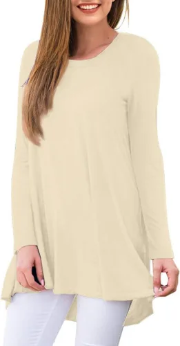 Vista 30 de AWULIFFAN Blusa tipo túnica holgada de manga larga con cuello redondo para mujer