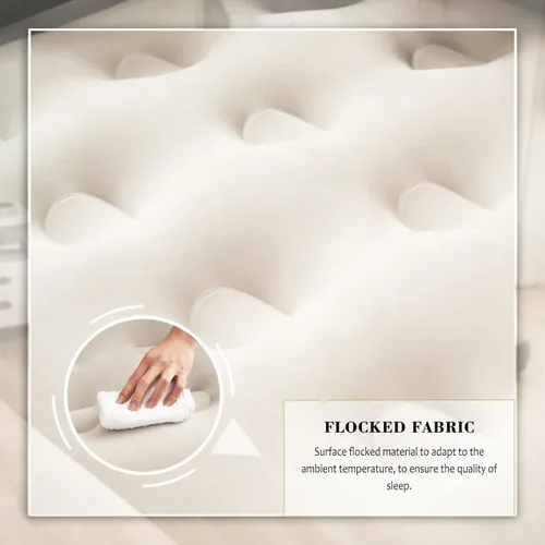Vista 3 de Cama inflable de colchón de aire tamaño Queen con cabecero y almohadas, sofá cama inflable