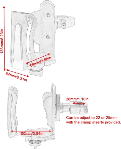 Vista 7 de Soporte universal para botella de agua de motocicleta, tamaño ajustable para botellas de 2.68 a 3.94 pulgadas de diámetro, soporte para tazas