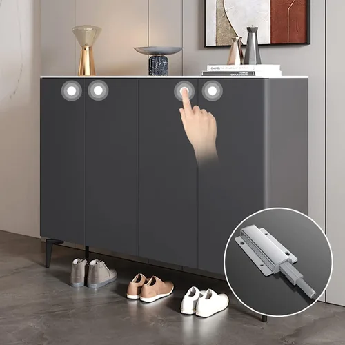 Vista 4 de TISTIK Zapatero - Armario de almacenamiento para zapatos en la puerta uno contra la pared, moderno organizador de zapatos, estante para puerta