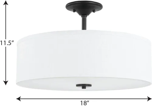 Vista 10 de Progress Lighting Inspire - Luz semiempotrada de 18" con 3 luces, grafito Grafito con pantalla de lino de verano