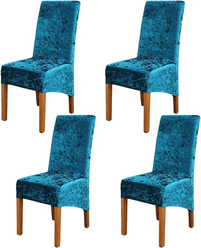 Vista 21 de Fundas para silla de terciopelo triturado, fundas protectoras elásticas y extraíbles para sillas XL, para comedor, ceremonia, banquete, boda Negro