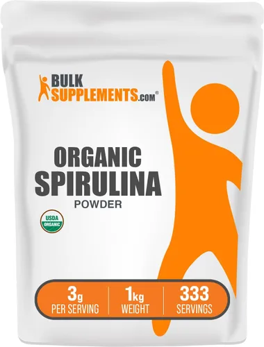 Vista 6 de BulkSupplements.com Espirulina Orgánica en Polvo - Superalimento, Polvo de Espirulina Verde, Suplemento Herbal - Apto para Veganos, 3g por Porción