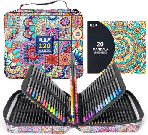 Vista 11 de H & B Juego de 72 lápices de colores para adultos con libro para colorear