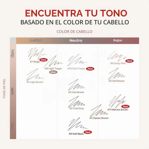 Vista 4 de Espoir El Lápiz de Cejas Balance #6 Gris Claro Lápiz de Cejas Rápido y Fácil de Dibujar sin Apelmacarse con Forma Triangular Estrecha Una #6