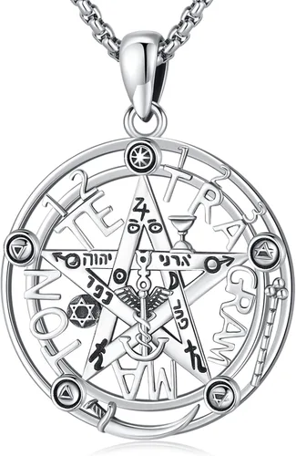 Vista 16 de Joyería Mágica para Mujeres y Hombres Nudo de Bruja Plata 925 Original Collar de Nudo de Bruja Tetragrammaton Hecate Collar Lilith Collar Pentagrama
