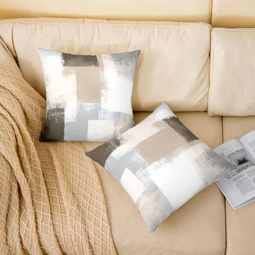Vista 2 de Feelyou Juego de 4 fundas de almohada abstractas, funda de cojín moderna de arte abstracto para decoración del hogar, sala de estar, funda de cojín