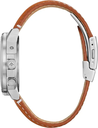 Vista 2 de Citizen Eco-Drive Promaster Air Skyhawk Atomic Time Keep - Reloj para hombre en súper titanio con correa de cuero marrón esfera azul