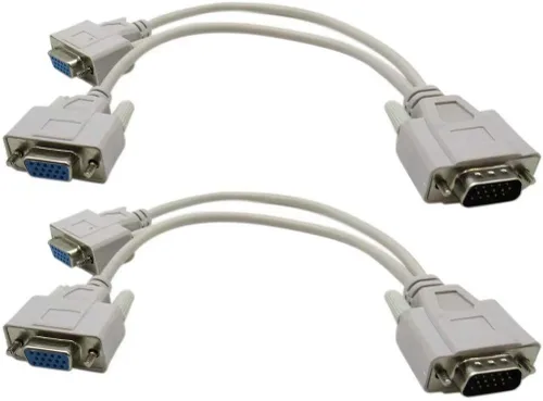Vista 4 de USonline911 2 unids VGA SVGA 1 PC a 2 Monitores macho a 2 hembra dual Y adaptador divisor cable 15 PIN