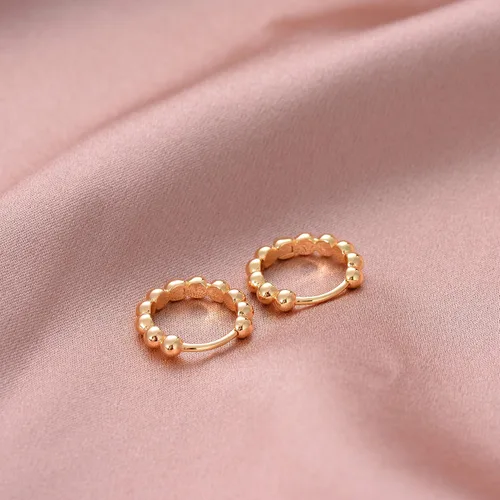 Vista 5 de VACRONA - Aretes tipo arracada de aro para mujer, chapados en oro de 14 quilates, diseño de Huggie