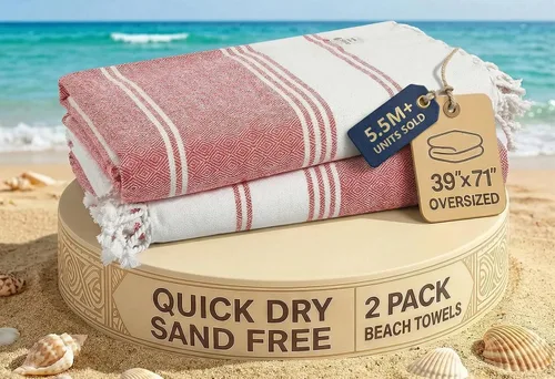 Vista 99 de LANE LINEN - Paquete de 4 toallas de playa de gran tamaño, toalla de piscina prelavada, extragrande, de secado rápido y sin arena, toalla de viaje