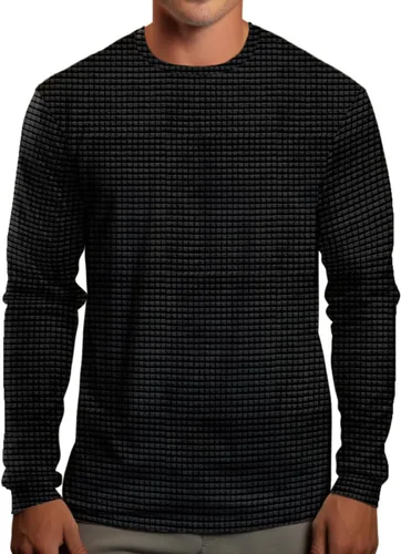 Vista 2 de BONCHOIX Camiseta de entrenamiento de manga larga para hombre, camiseta térmica atlética sin botones, para correr, para clima frío, cuello redondo