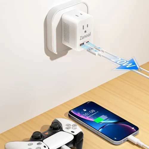 Vista 6 de Adaptador de enchufe de viaje europeo 6 en 1, convertidor de voltaje de 220 V a 110 V, adaptador de viaje de EE. UU. a Europa, adaptador