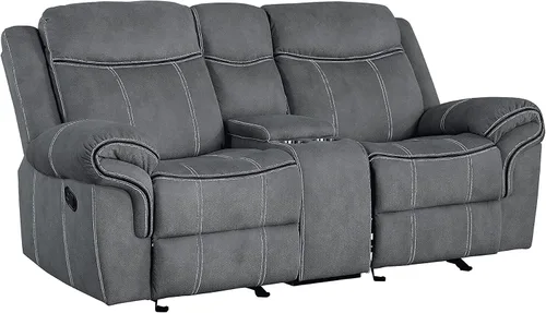 Vista 8 de Elountik Zubaida - Sofá reclinable de 3 plazas con consola y base de carga USB, sofá reclinable con cajón de almacenamiento en la base del asiento