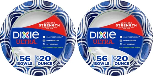 Vista 9 de Dixie Ultra, Cuencos de papel grandes, 20 onzas, 56 unidades, aptos para microondas, compostables, cuencos desechables, ideales para desayuno
