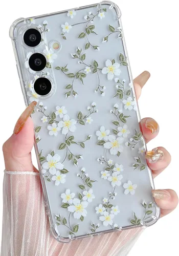 Vista 13 de ZTOFERA Funda transparente para Samsung Galaxy S24 con bonito patrón de flores para mujeres y niñas, funda protectora a prueba de golpes, delgada