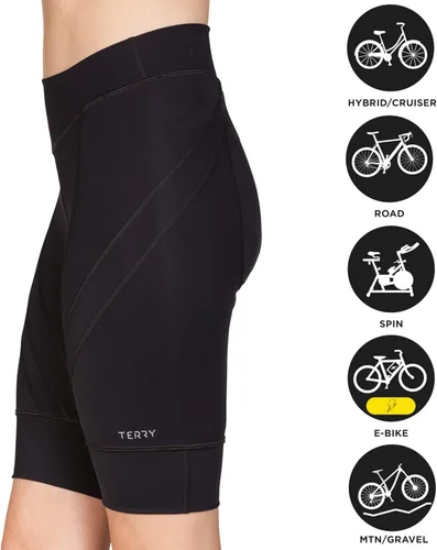 Vista 4 de Terry Women's Euro Bike Short - 10 Inch Inseam Padded Ladies Compression Cycling Bottom, Elastic Free LegWaist