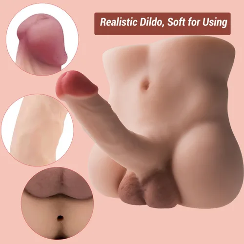 Vista 4 de Muñeca sexual de torso con consolador realista flexible de 8.7 pulgadas para masturbación de mujeres, muñecas sexuales para hombres, sexo