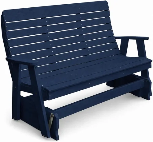 Vista 17 de Amish Made Antique Mahogany 4 ft Outdoor Glider Bench, HDPE Made in USA Fairfax Collection HDPE Poly Lumber Outdoor Glider Bench, All-Weather