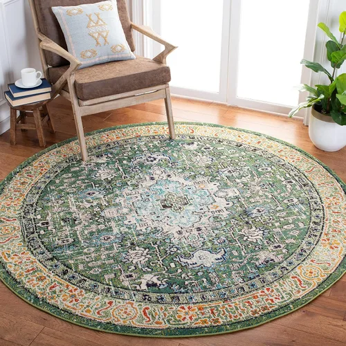 Vista 16 de SAFAVIEH Madison Collection - Alfombra decorativa de 2 pies 2 pulgadas x 4 pies, color verde y turquesa, diseño envejecido, no desprende pelusa