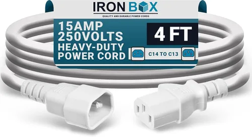 Vista 20 de IronBox Electric - Cable de Alimentación C14 a C13 de Servicio Pesado, 15A, 250V, Cable de Extensión para Computadora 14/3 AWG - Cables