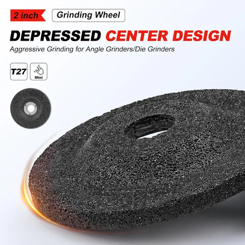 Vista 5 de SI FANG Muela abrasiva de 2" para mini amoladora angular de aire de 2 pulgadas, paquete de 25 0.16 in Thick, Depressed Center Aggressive Grinding
