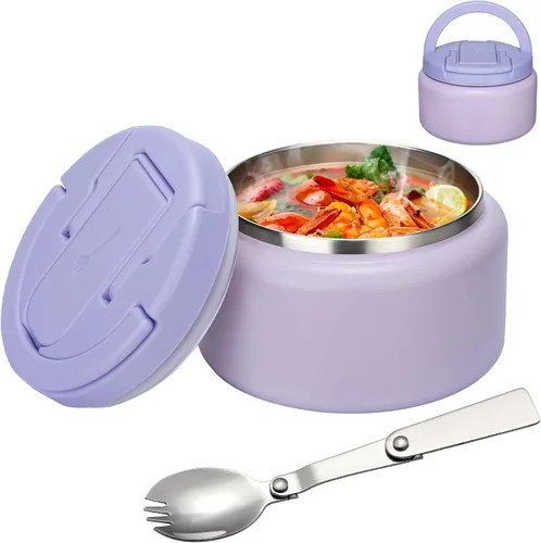 Vista 17 de BABHAMNESS Termo de sopa de 13.5 onzas para comida caliente para niños, recipiente aislado al vacío con tapa de hebilla, boca ancha, a prueba
