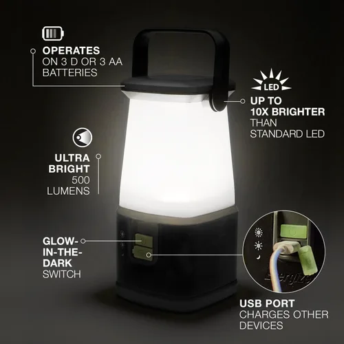 Vista 2 de ENERGIZER WeatheReady - Linterna LED para campamento PRO-360, luz de tienda IPX4 resistente al agua, linternas ultra brillantes alimentadas por Negro
