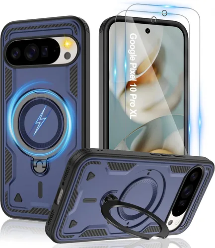 Vista 95 de Gritup fro Funda para Google Pixel 9A, funda protectora magnética de grado militar compatible con Mag-Safe, 2 protectores de pantalla HD, soporte