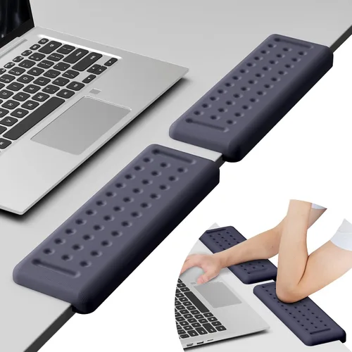 Vista 13 de Leolee Coderas de escritorio en forma de L para escritorio, reposabrazos de espuma viscoelástica negra para escritorio con base antideslizante