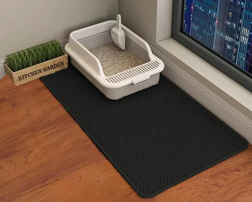 Vista 15 de HCY&WLD Tapete para arena de gatos, 45x26/35x24/30x22/24x18 pulgadas, tapete de doble capa para caja de arena de gatos, EVA antideslizante