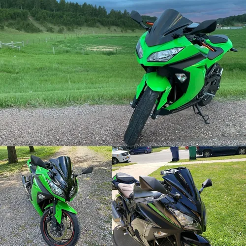 Vista 6 de Parabrisas doble burbuja deflector de viento pantalla para Ninja 300 EX300R EX300 2013-2017 2013 2014 2015 2016 2017 negro