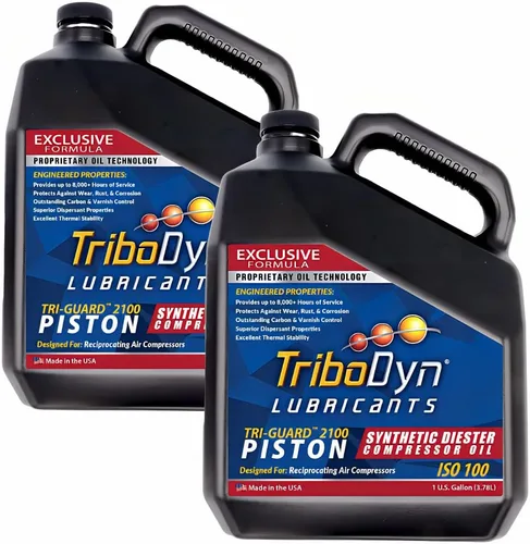 Vista 14 de Tri-Guard 2100 Aceite de compresor de aire sintético para compresores de pistón - 8,000 horas de vida, ISO 100 SAE 30 sin detergente (1 galón)