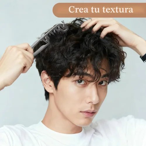 Vista 4 de Peine de textura de 2 piezas, peine voluminoso de dientes anchos, herramienta de volumen de raíces de máxima elevación, juego de doble propósito